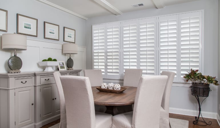  Plantation shutters in a Philadelphia dining room.